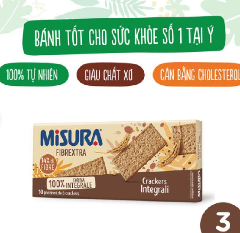 Bánh Crackers Lúa mì nguyên cám Misura 385g - Ý