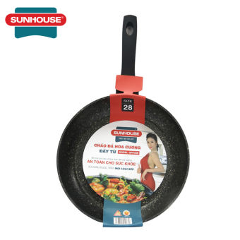 Chảo đá hoa cương đáy từ Sunhouse SFP28B - Chảo vân đá Sunhouse, Chảo đáy từ Sunhouse, Chảo chống dính siêu bền, Size 28cm, sử dụng mọi loại bếp