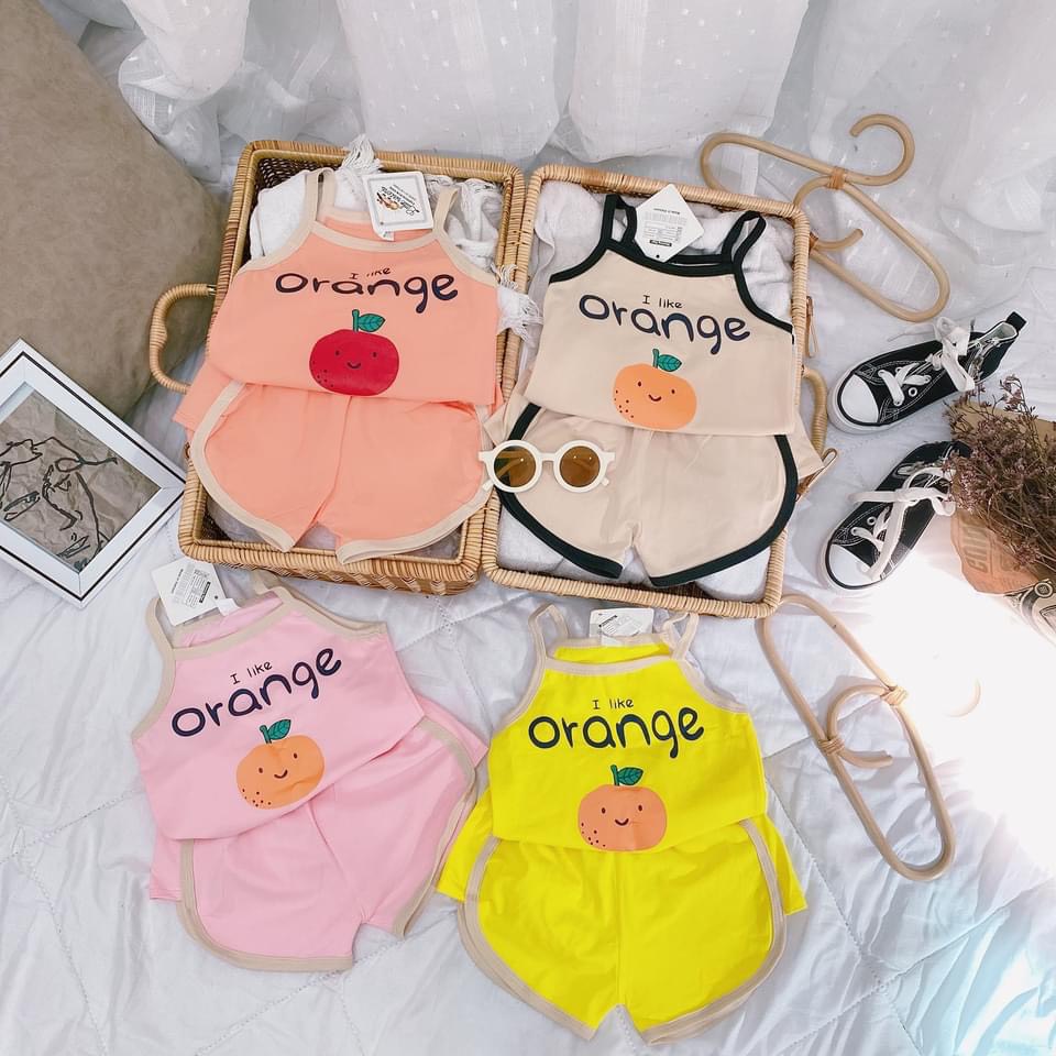 [COMBO 3 BỘ KHÁC MÀUI] SET 3 BỘ HAI DÂY QUẢ CAM CHẤT COTTON MỀM MÁT SIÊU ĐÁNG YÊU CHO BÉ 6-18KG. VIDEO THẬT. BIBO BABY SHOP