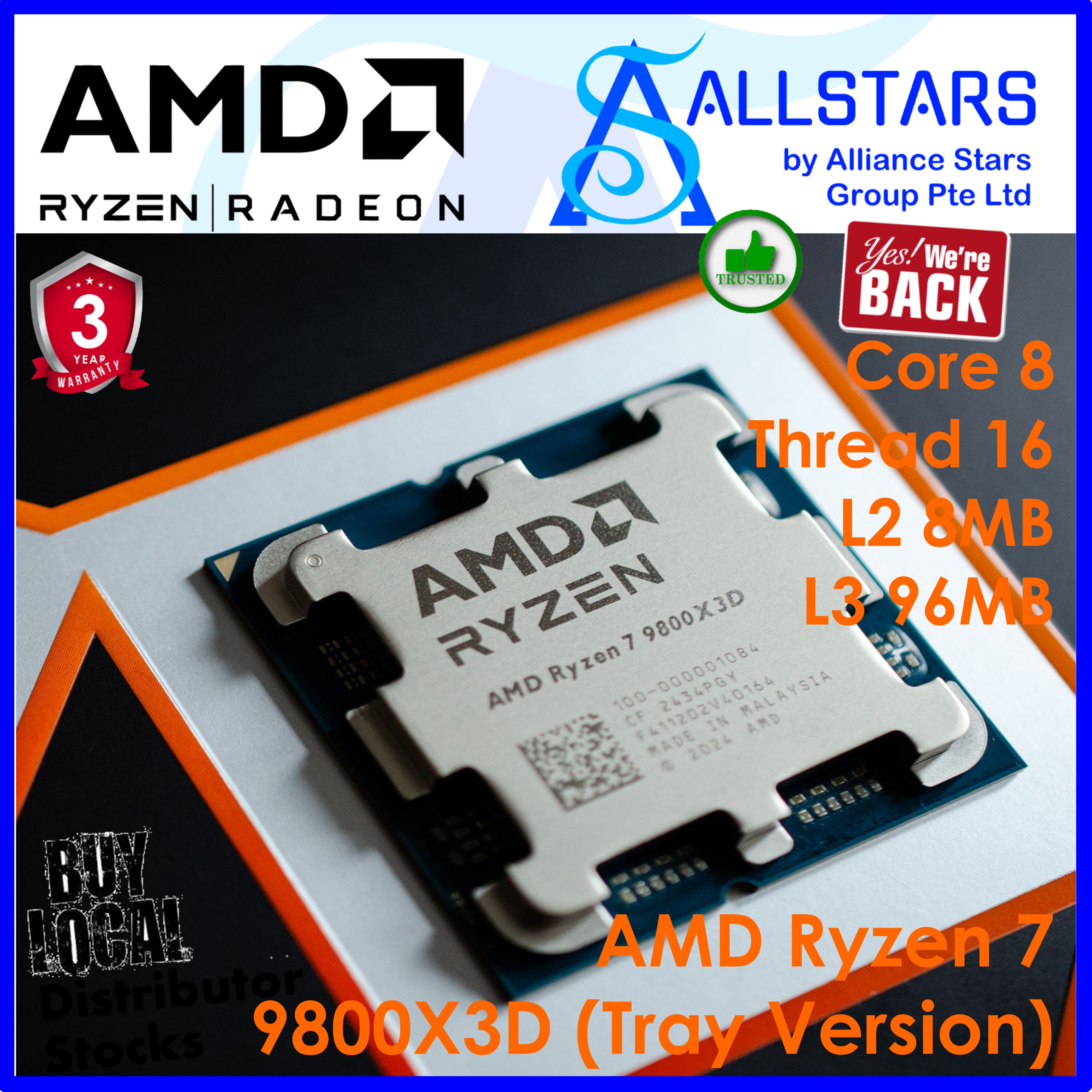 Amd Ryzen 7 9800X3D Gaming Cpu - 8 Core 16 Threads Desktop