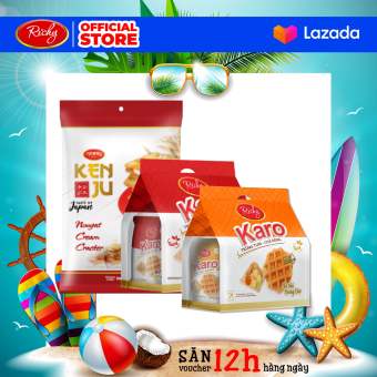 Combo 3K: 1 túi Kenju 186g, 1 túi Karo Sợi gà và 1 túi Karo phô mai hoàng kim