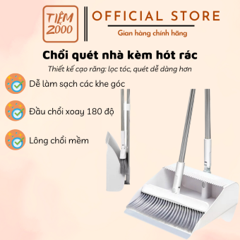 Chổi Quét Nhà Thông Minh 2in1 Kèm Hót Rác Cán Dài Giúp Phân Loại Tiện Dụng, Có Thể Xoay 360 Độ Chất Liệu Nhựa Cao Cấp