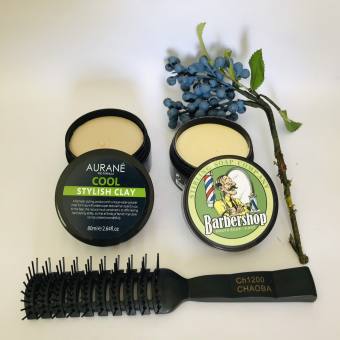 Combo 2 Sáp tạo kiểu mờ Aurane Cool Stylish Clay + Sáp Vuốt Tóc BarberShop Shave Soap