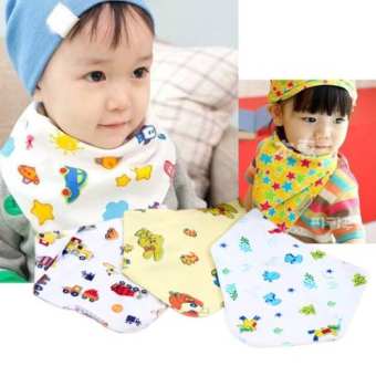 Combo 5 khăn yếm tam giác cho bé quàng giữ ấm cổ 2 lớp cotton cúc bấm nhiều họa tiết dể thương 0-36 tháng