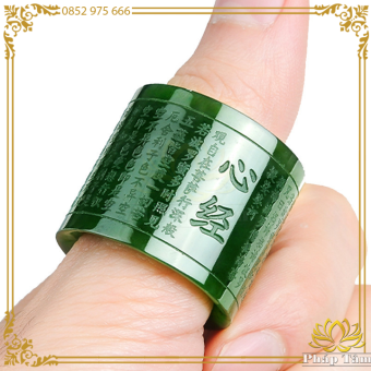 Nhẫn Càn Long Khắc Bát Nhã Tâm Kinh Ngọc Xanh Miến Điện Cao Cấp - Pháp Tâm