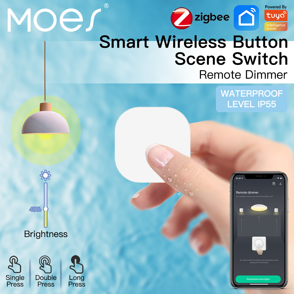 Tuya ZigBee Smart Key Switch Wireless Remote Control Key Controller Multi-scene Linkage Smart Switch Battery Powered Automation