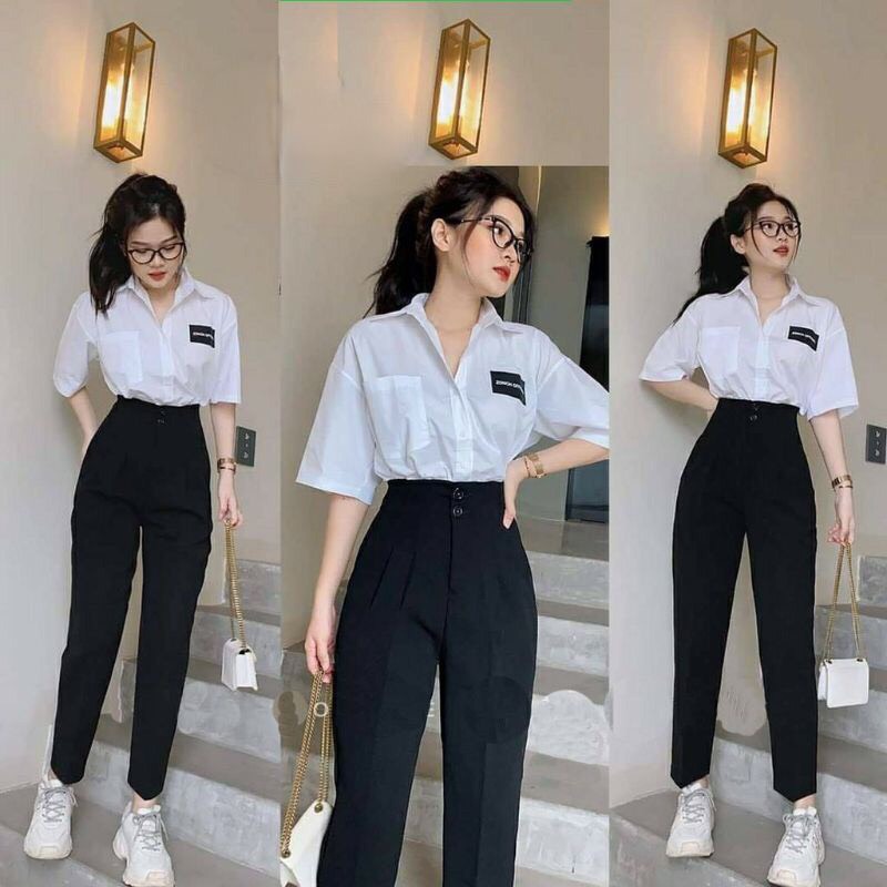 Quần tây học sinh nữ 2 cúc, quần baggy học sinh lưng cao có bigsize 82kg