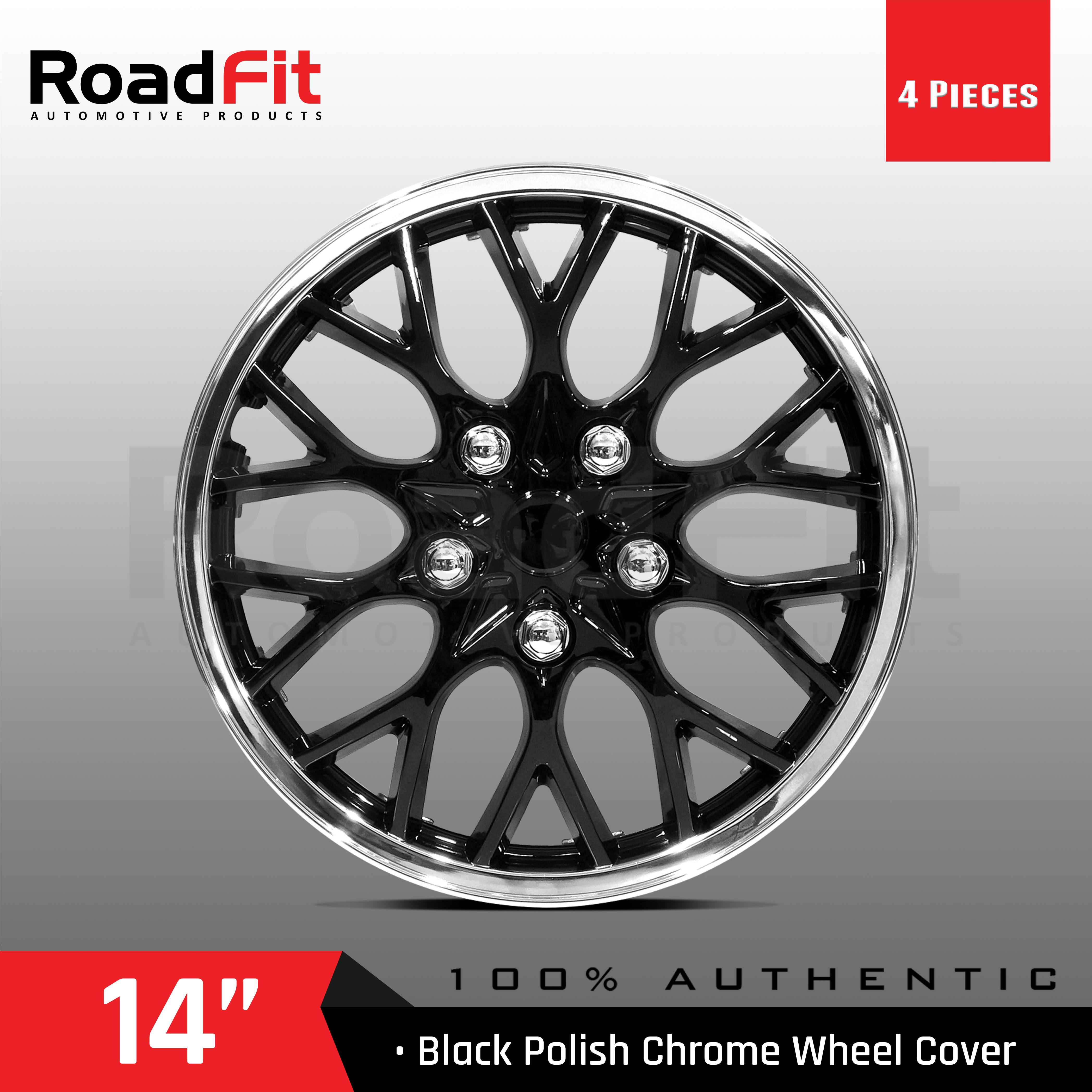 14 Inch Black Polish Chrome Wheel Cover, 4 Pieces (Brand: Unbranded)