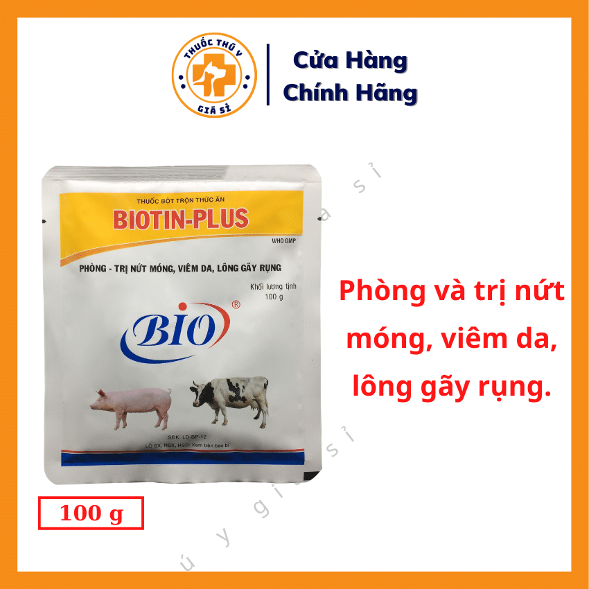 "hoàn tiền đến 10%" bio biotin plus 100g - dùng cho phòng và trị nứt móng, viêm da, lông gãy rụng - thú y giá sỉ