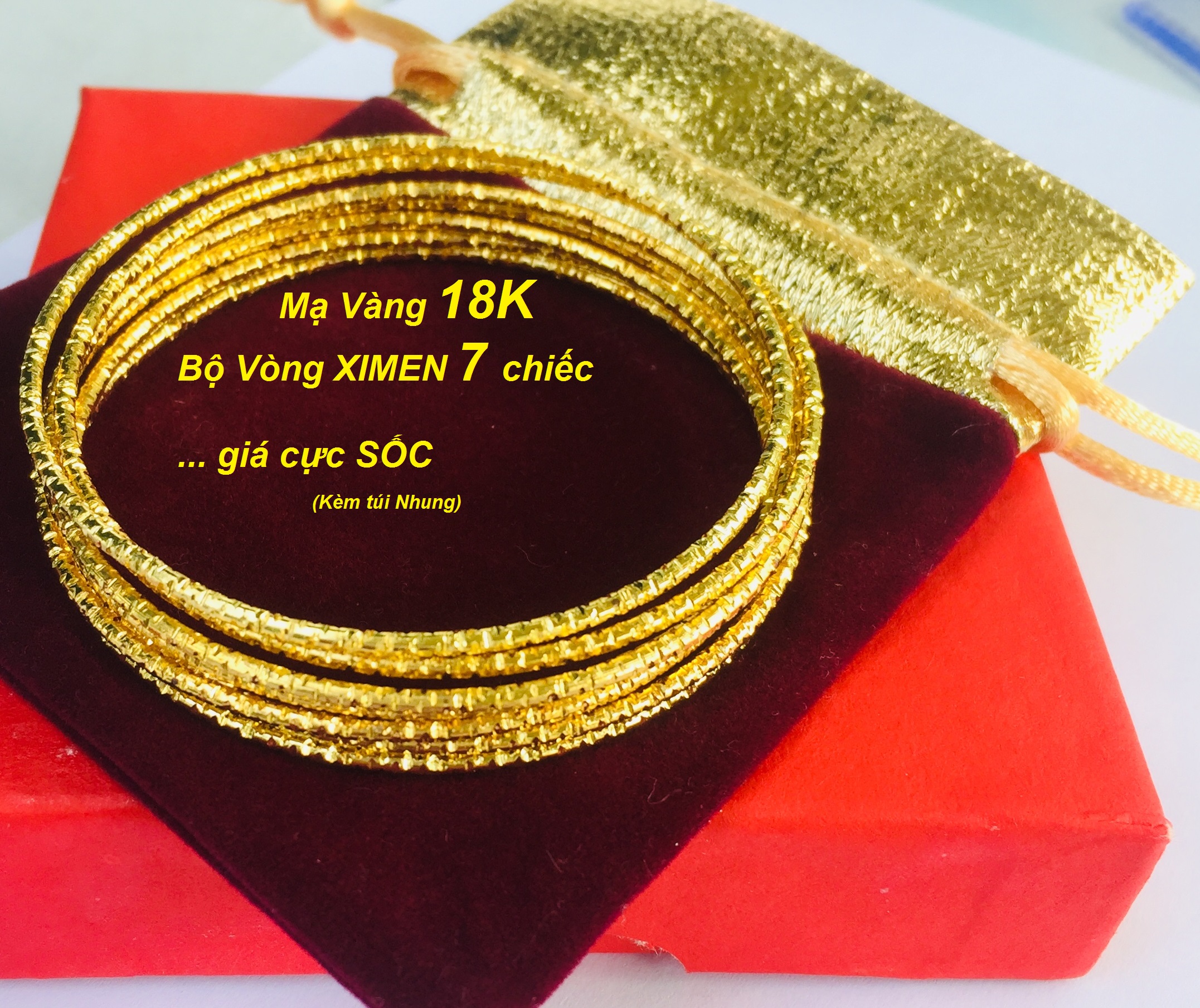Bộ 7 vòng tay Ximen chất liệu hợp kim mạ vàng 18K siêu rẻ