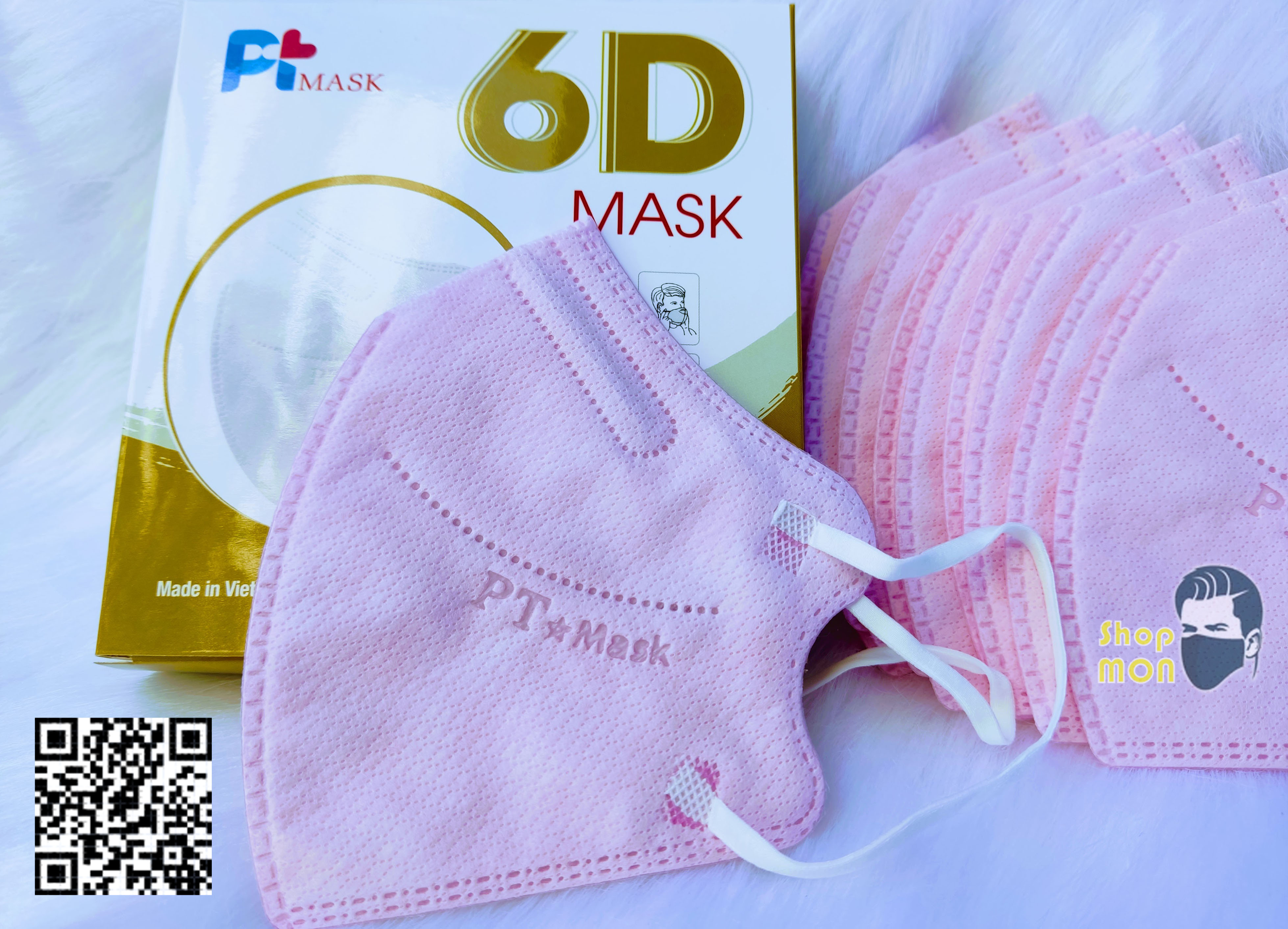 Khẩu trang 6D mask, Mềm mại, Êm ái dễ thở, Màu hồng, Hàng chính hãng Pt