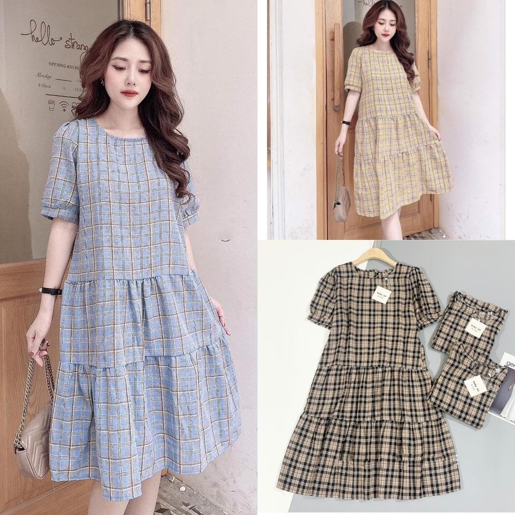 [FREESHIPMAX] Váy bầu thiết kế công sở - đầm bầu sang chảnh xếp tầng xinh xắn
