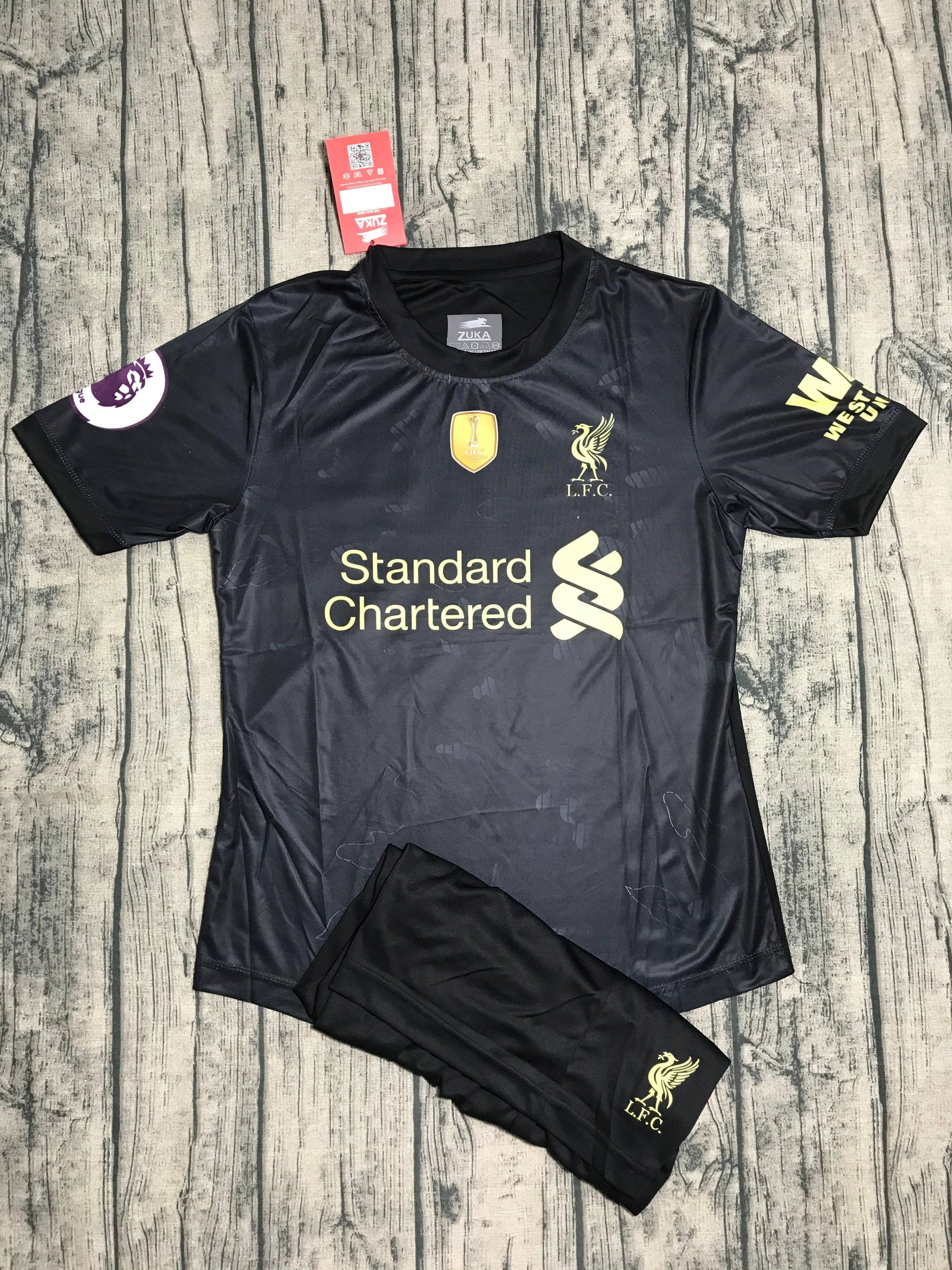 Áo bóng đá - áo đá banh -clb liverpool-đen -thun thái cao cấp