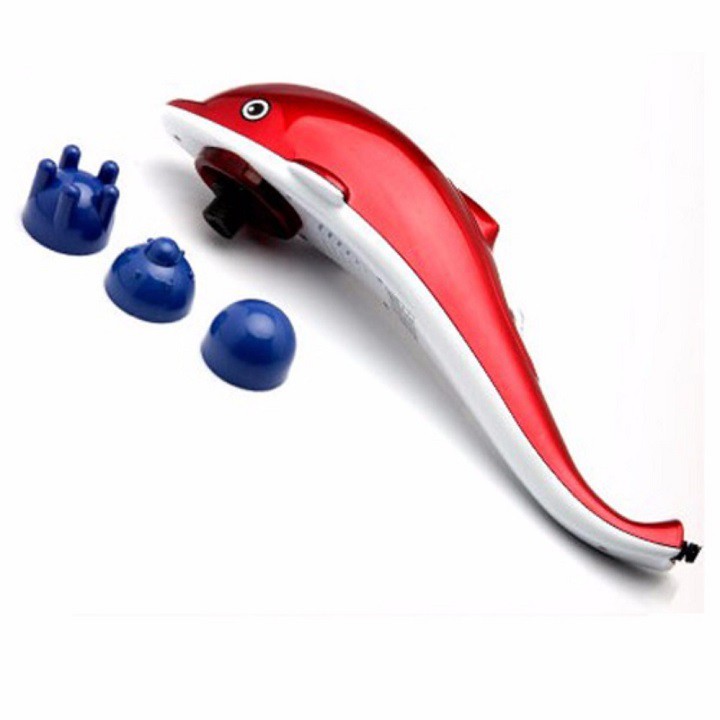 Máy massage cầm tay, Máy massage cầm tay hình cá heo, máy mát xa toàn thân cầm tay Dolphin PL-608A + Tặng Đầu Massage - Bảo hành 6 tháng