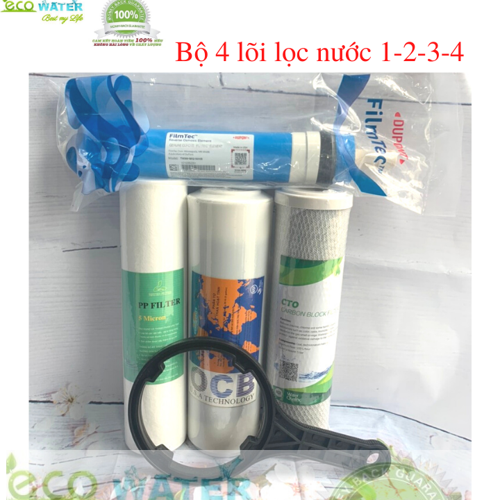 Bộ 4 lõi lọc nước 1 2 3 + 1 lõi lọc nước ro dowfiltec