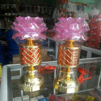 1 cặp Đèn thờ hoa sen cao 25