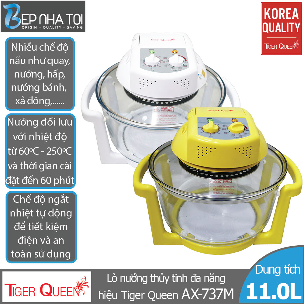 Lò nướng thủy tinh tiger queen ax-737m - màu trắng