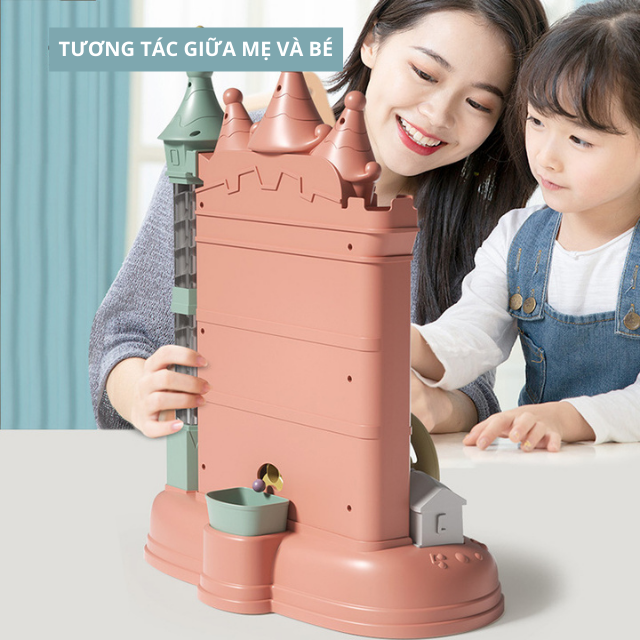 Đồ chơi máy hứng bi hứng bóng hình lâu đài phát nhạc hấp dẫn tặng kèm bóng rèn luyện tay và não