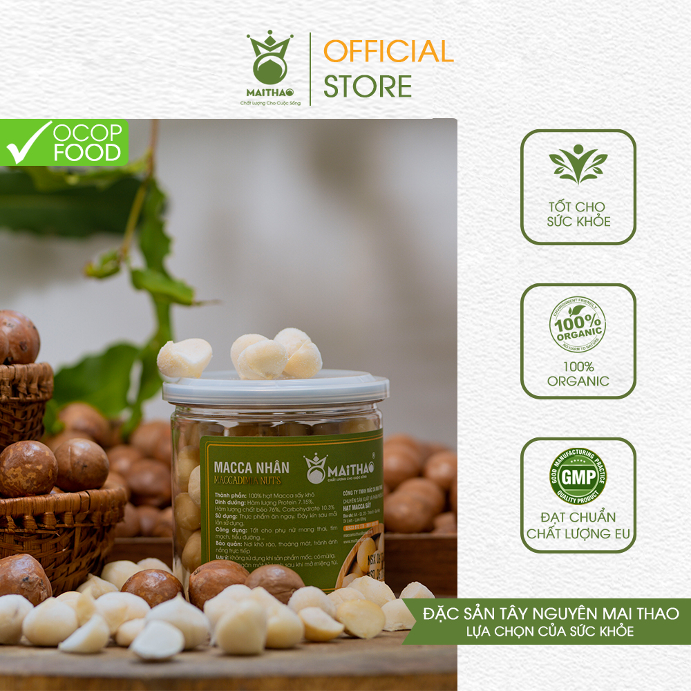 Nhân hạt mắc ca vùng cao nguyên lâm đồng - mai thao 200g - hạt tròn đẹp size 28-32
