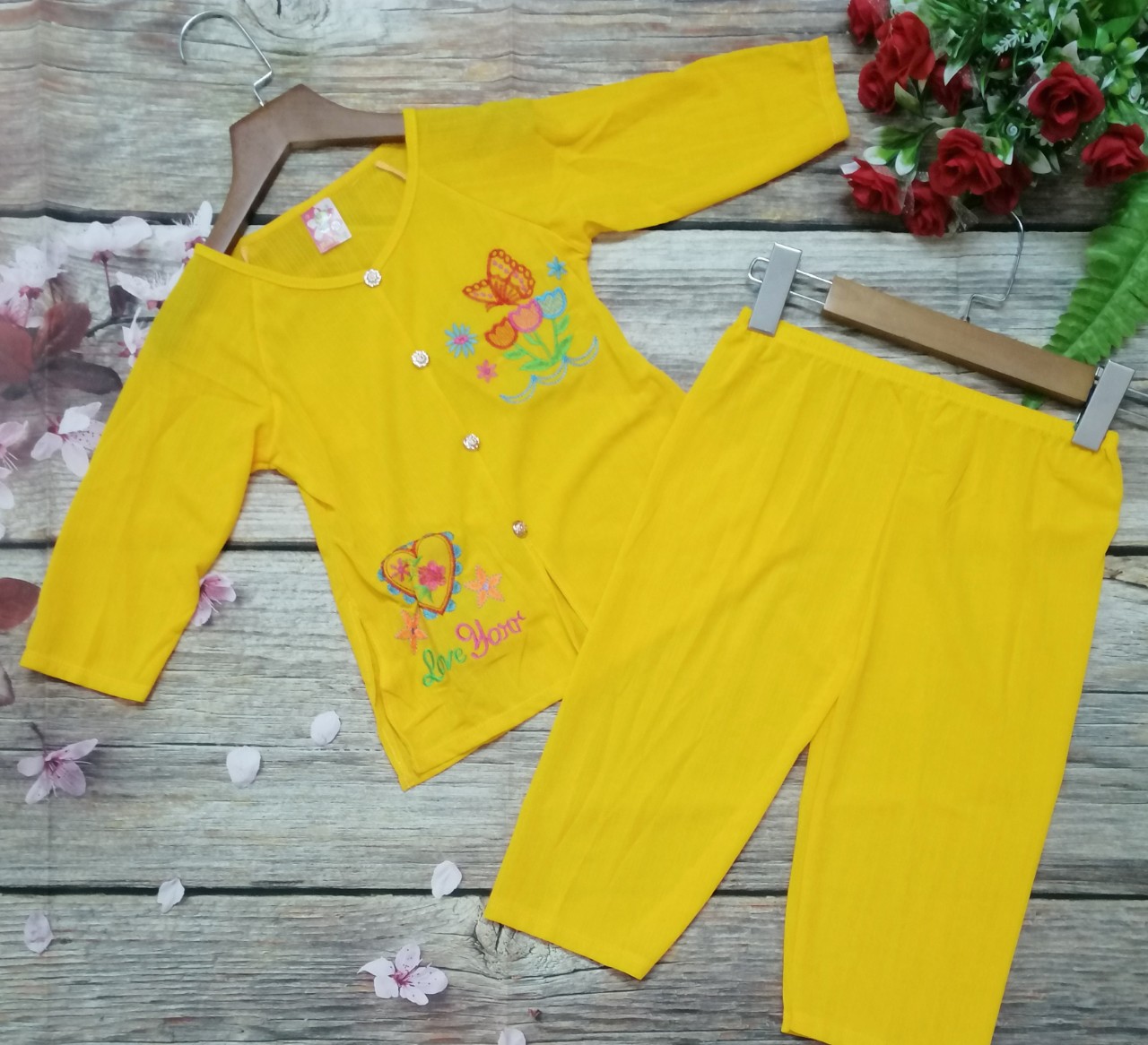 Bộ áo quần bà ba truyền thống bé gái 8-18kg