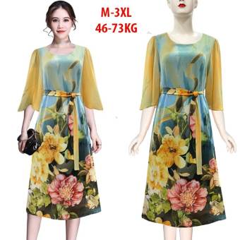 Thời Trang Trung Niên - Đầm Dự Tiệc Dành Cho Mẹ U50-60 Dáng Dài Voan In Hoa Bigsize 3269 3265 3285 3205 3348