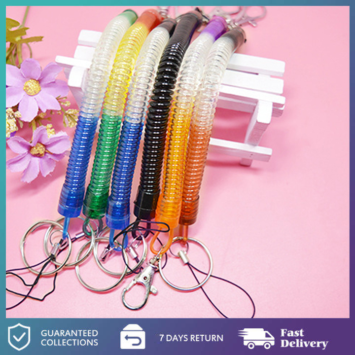6pcs Spiral Keychain With Key Tags Key Ring Bracelet Spring Spiral
