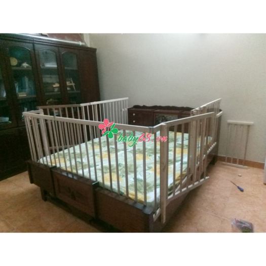 ⊕♛❁ Quây cũi gỗ 5D 6 cánh cho bé