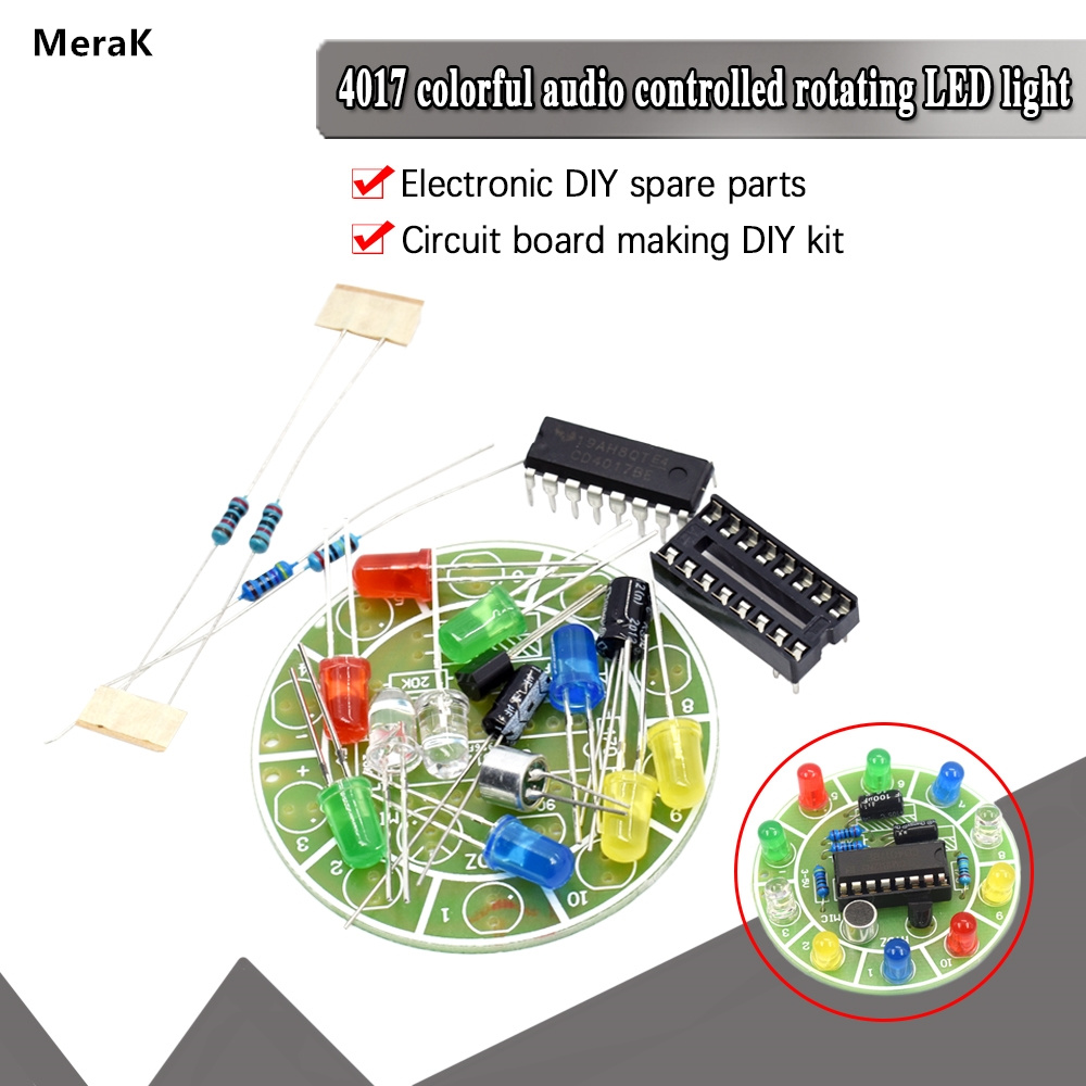 Cd4017 bộ đèn led xoay điều khiển bằng giọng nói nhiều màu sắc bộ sản xuất điện tử tự làm phụ tùng phòng thí nghiệm sinh viên