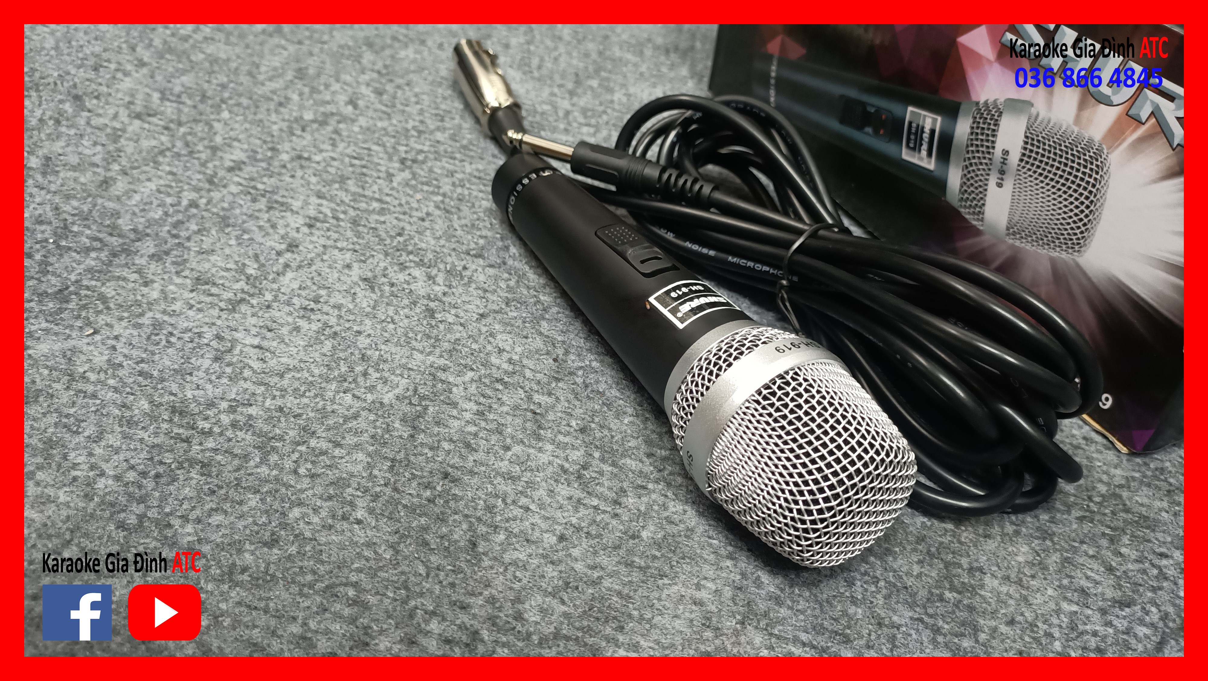 Mic có dây Shure SH919, Mic có dây karaoke, Micro có dây cao cấp chuyên nghiệp, Mic dây hát karaoke, Mic có dây loại xịn