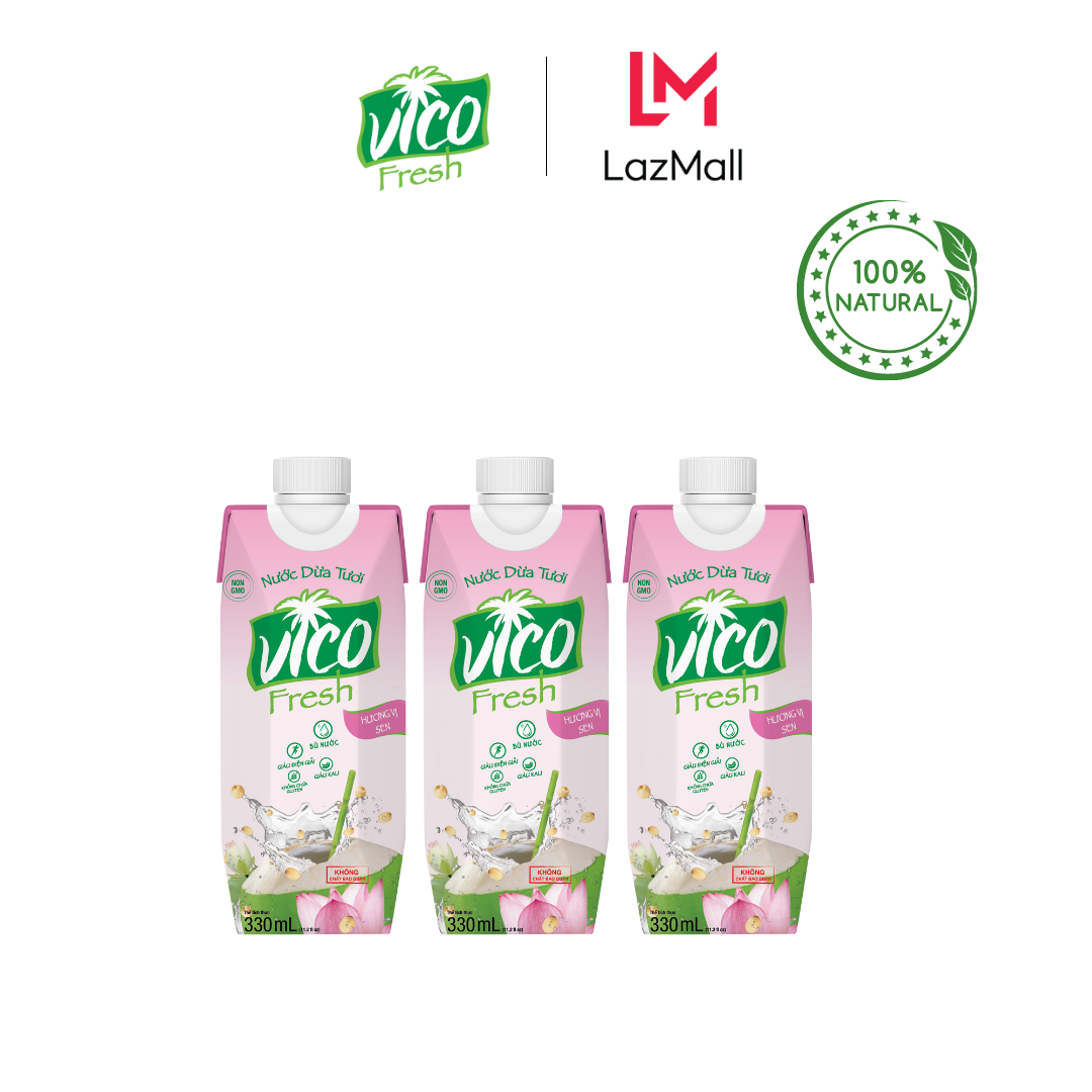 COMBO 3 HỘP NƯỚC DỪA SEN VICO FRESH 330ML