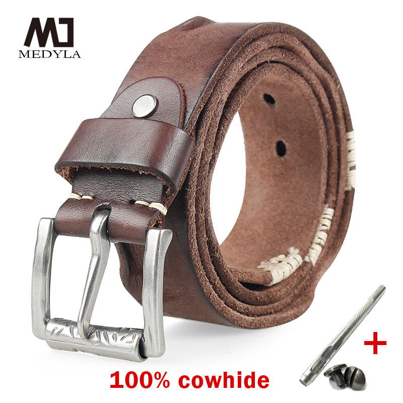 Medyla men genuine cowhide leather belts pure leather belts for jeans,