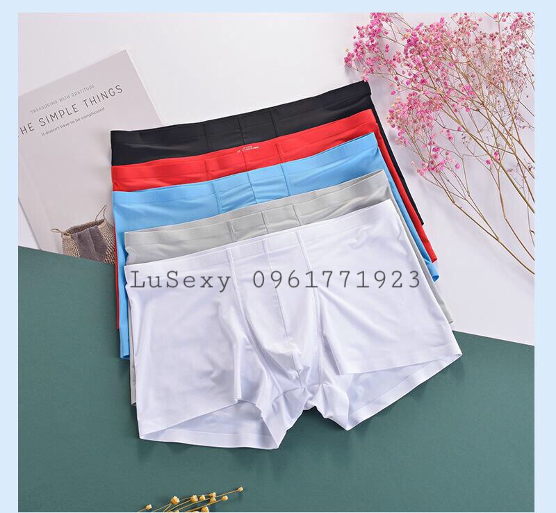 Quần lót nam đùi boxer cao cấp xịn -  Quần boxer nam sịp đùi nam thun lạnh siêu mỏng không đường may xuất Nhật màu trắng, màu đen, màu đỏ, màu xanh blue xám - man underwear boxer black, white, red, gray, blue