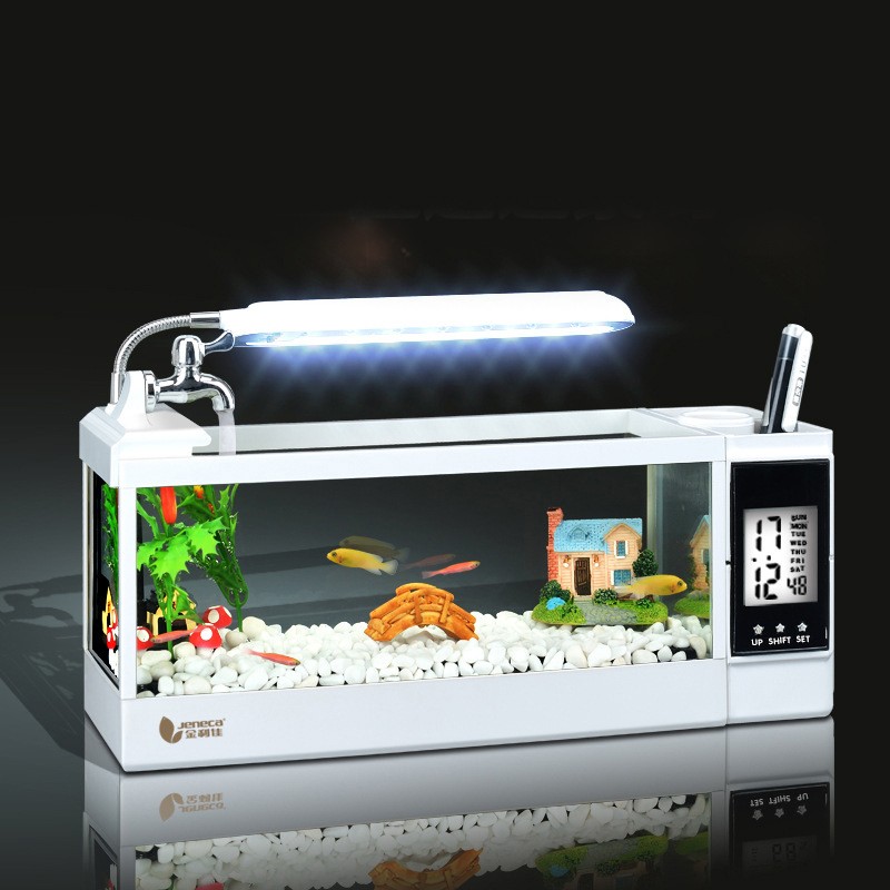 Bể cá mini kiêm đồng hồ để bàn siêu dễ thương jeneca tg-03