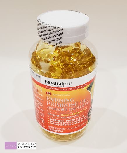 Lọ 300 Viên Tinh Dầu Hoa Anh Thảo Chiều EVENING PRIMROSE OIL CANADA Natural Plus - Nội tiết tố nữ, Thai sản, Đẹp da Hàn Quốc