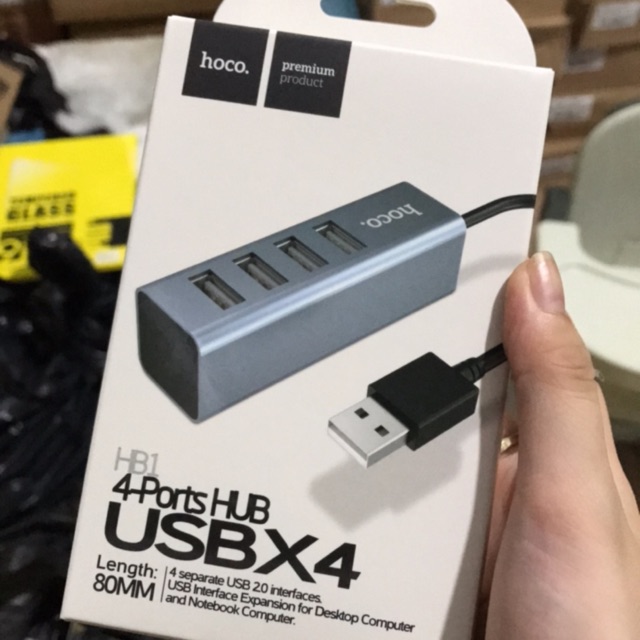 Bộ hub chia cổng usb hoco hb1 - chia 1 thành 4 cổng usb cho macbook, dell, máy tính window, linux,... hub usb hoco hb1 giá tốt tháng hub usb 4 cổng hoco hb1, dây dài 80cm