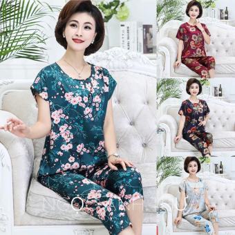Đồ Bộ Trung Niên Cho Mẹ Quần Lửng Vải Lụa Satin ?? Đồ Bộ Mặc Nhà Cho Mẹ Lửng Mát
