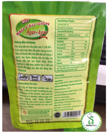 Bột Rau câu giòn Agar - Agar Powder gói 25g