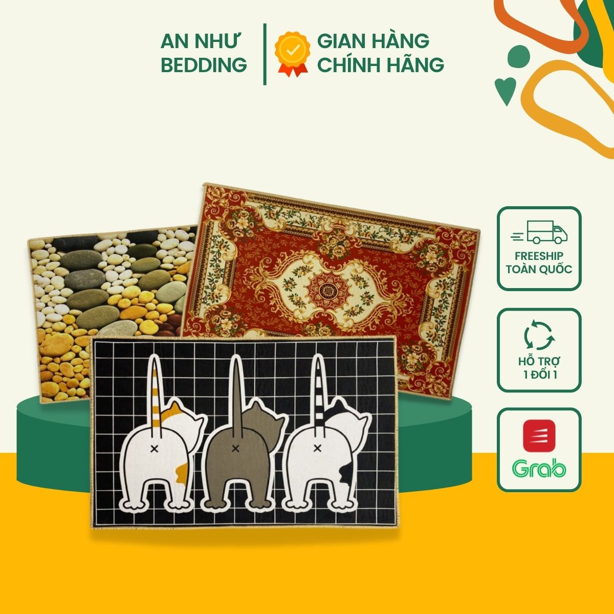 Thảm chùi chân, thảm chùi chân 3D 40x60cm An Như Bedding
