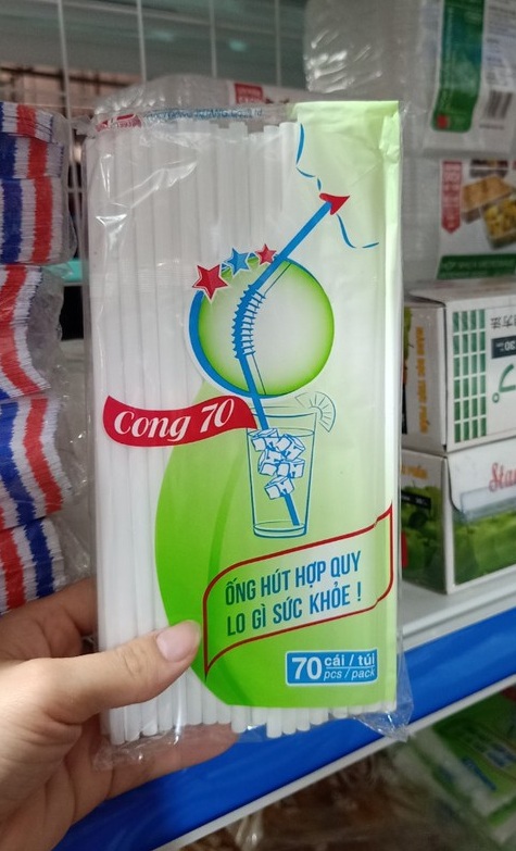 Combo 10 gói Ống hút nhựa phi 5 màu trắng, đầu bẻ cong
