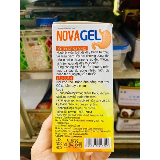 Novagel / Nova gel cvspharmacy Hộp 20 gói Hỗ trợ giảm đau dạ dày bảo vệ niêm mạc dạ dày