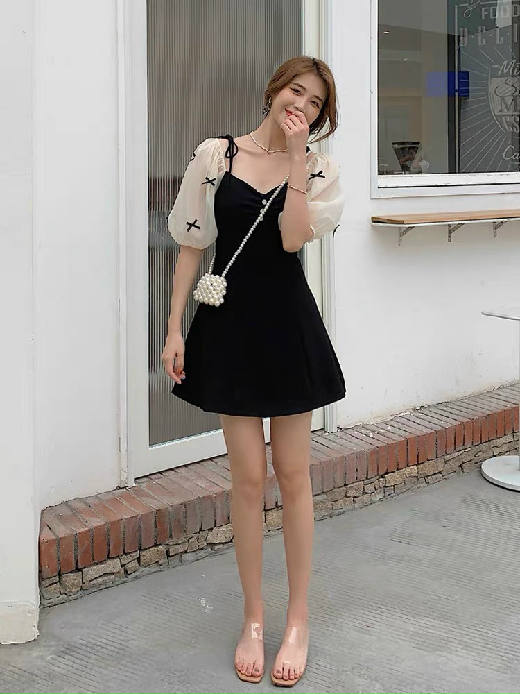 Đầm suông tay phối lưới đính nơ bigsize 65-85kg