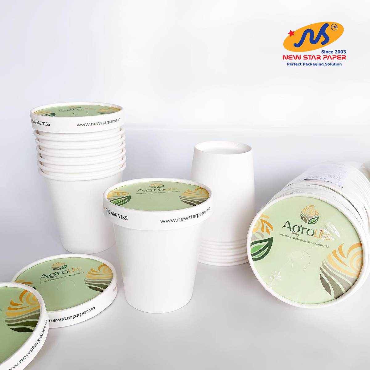 Ly 10oz~295ml - combo 10 ly giấy & 10 nắp giấy