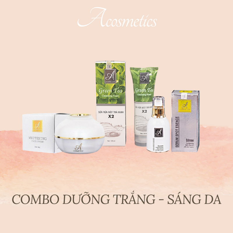Bộ Sản Phẩm Làm Sạch Sâu, Ngăn Ngừa Mụn Acosmetics (Sữa rửa mặt Trà Xanh X2, Serum Spot Esence và Kem Face Pháp) Ab_beauty39