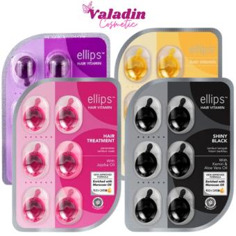 Serum dầu cá dưỡng tóc ELLIPS [HCM] Hair Vitamin Hồng / Vàng / Tím ,  Đen (Vỉ 6 viên) - Viên Dưỡng Tóc