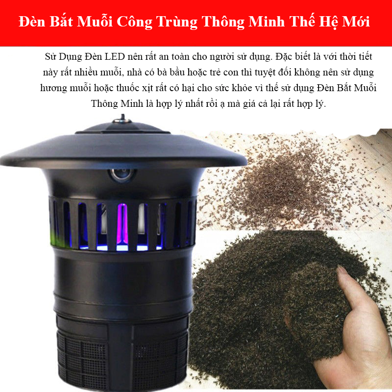 Đèn bắt muỗi điện quang Thông Minh Thế Hệ Mới Sử Dụng Đèn LED, Máy bắt muỗi,bắt ruồi kiêm cả ĐÈN NGỦ hiệu quả ngoài trời