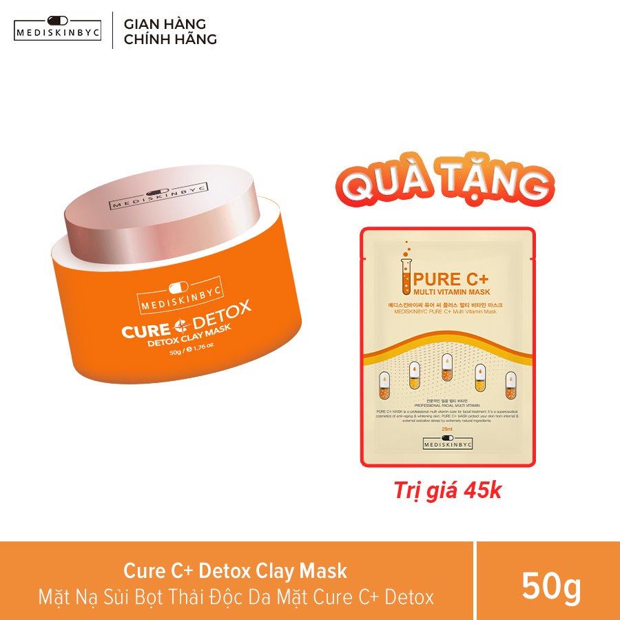 Mặt nạ sủi bọt thải độc da mặt Cure C+ Detox Clays Mask 50g - Mediskinbyc