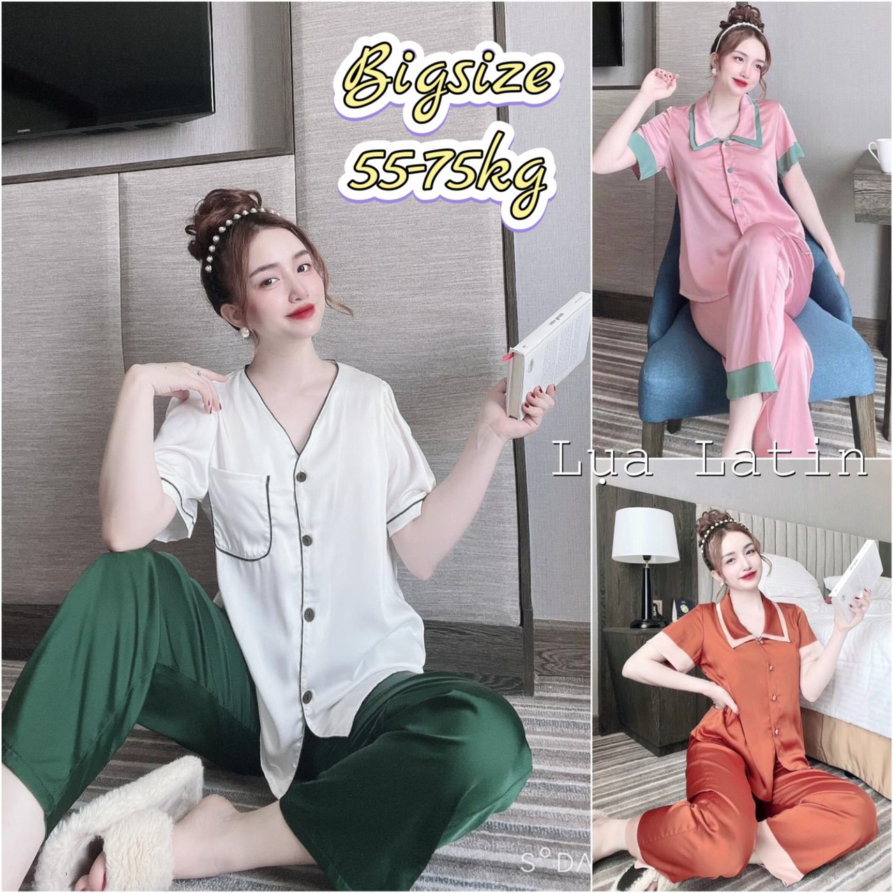 Đồ bộ lụa latin tiểu thư cao cấp - chất vải rũ mượt, cực mát