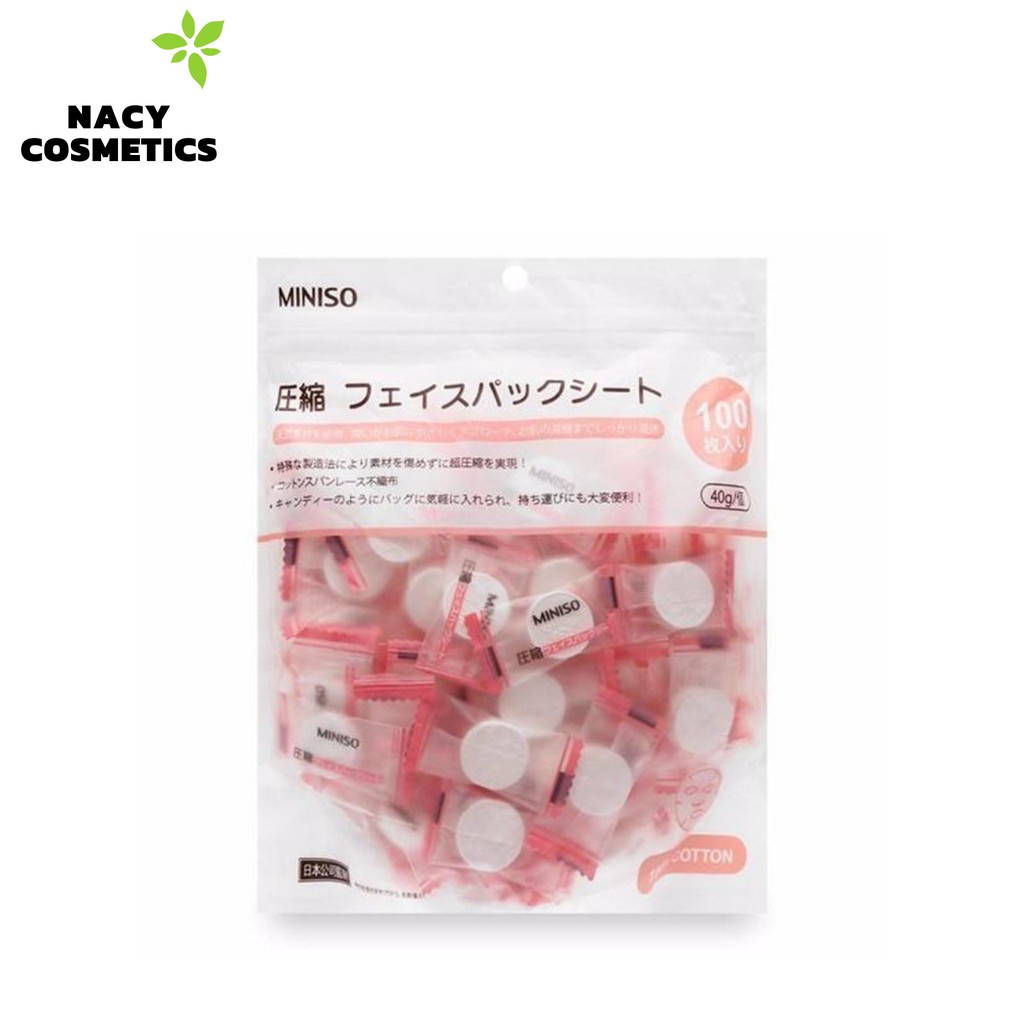 Mặt nạ giấy nén miniso gói 100 viên