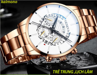 Đồng Hồ Nam Cao Cấp Geneva Máy Nhật Dây Thép Đặc Không Gỉ ,mặt kính chống xước ,chống nước [KAIMONO]