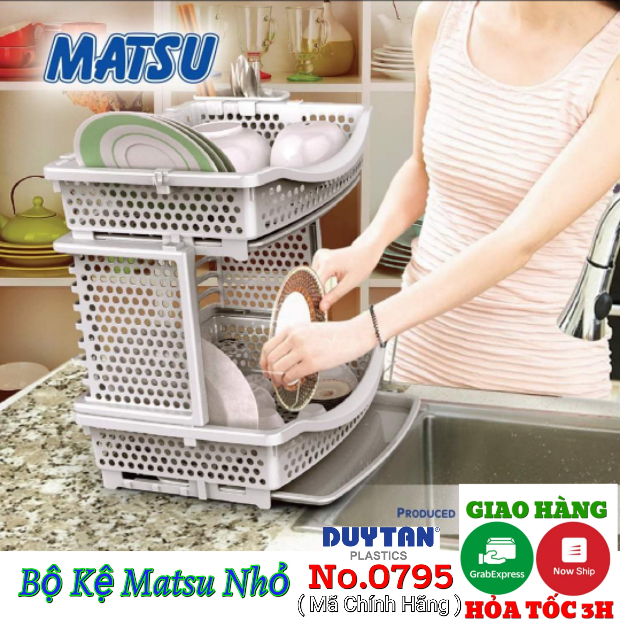Kệ chén nhựa duy tân matsu 0795 có khay thoát nước tiện lợi